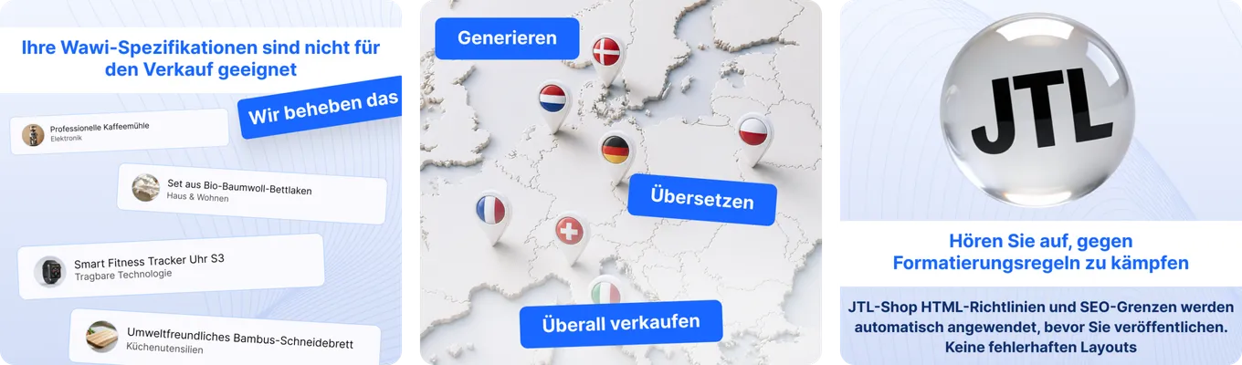 Wawi-Daten werden generiert, übersetzt und nach JTL-Shop-Regeln formatiert