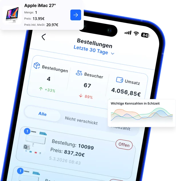 Seller2Go App auf dem Smartphone mit Bestellübersicht