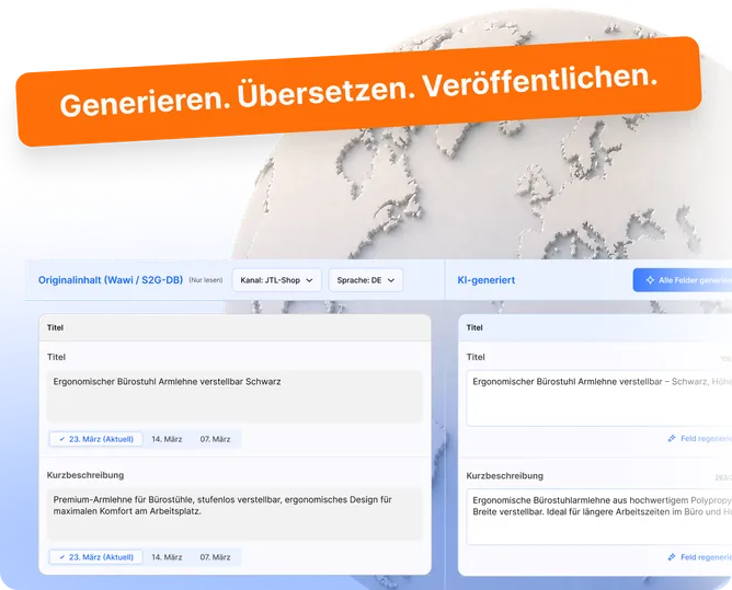 Content Master generiert, übersetzt und veröffentlicht Produkttexte
