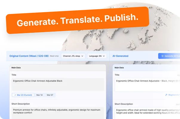 Content Master generating, translating and publishing product copy