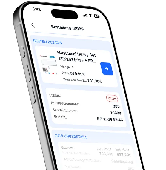Bestellliste und Rechnungsdaten in der Seller2Go App