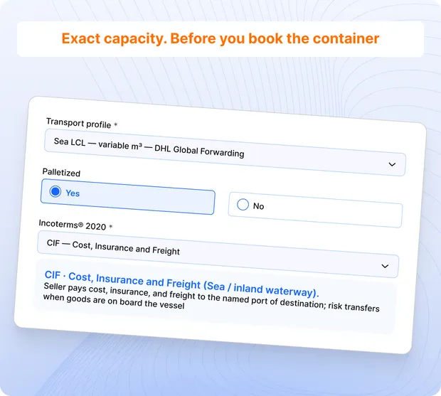 Transport profile, palletizing and Incoterms in the planning dialog