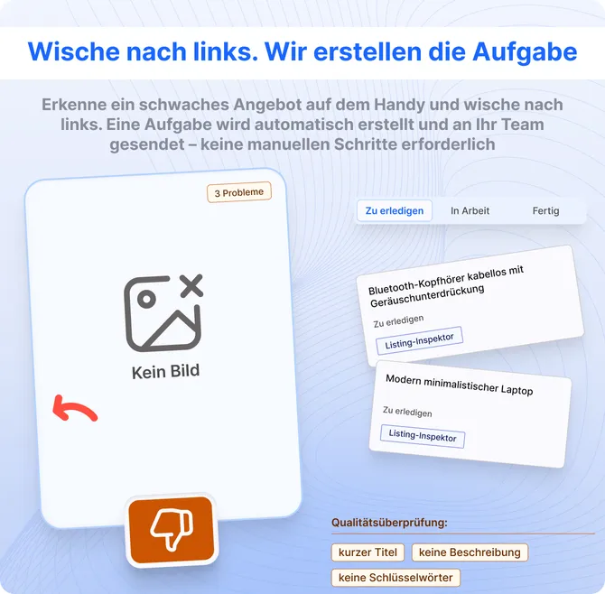 Nach links wischen: der Listing-Inspektor legt automatisch eine Aufgabe an
