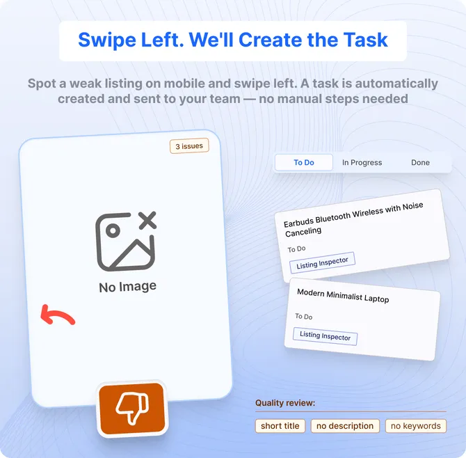 Swipe left and Listing Inspector creates the task automatically