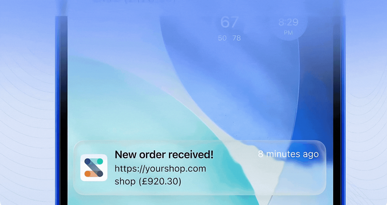 Order notification arriving in the Seller2Go app